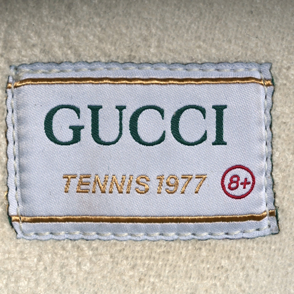 Gucci New Denim GG Monogram Mens 1977 Tennis Slip On Sneakers 8.5 Blue Tea Mystic White