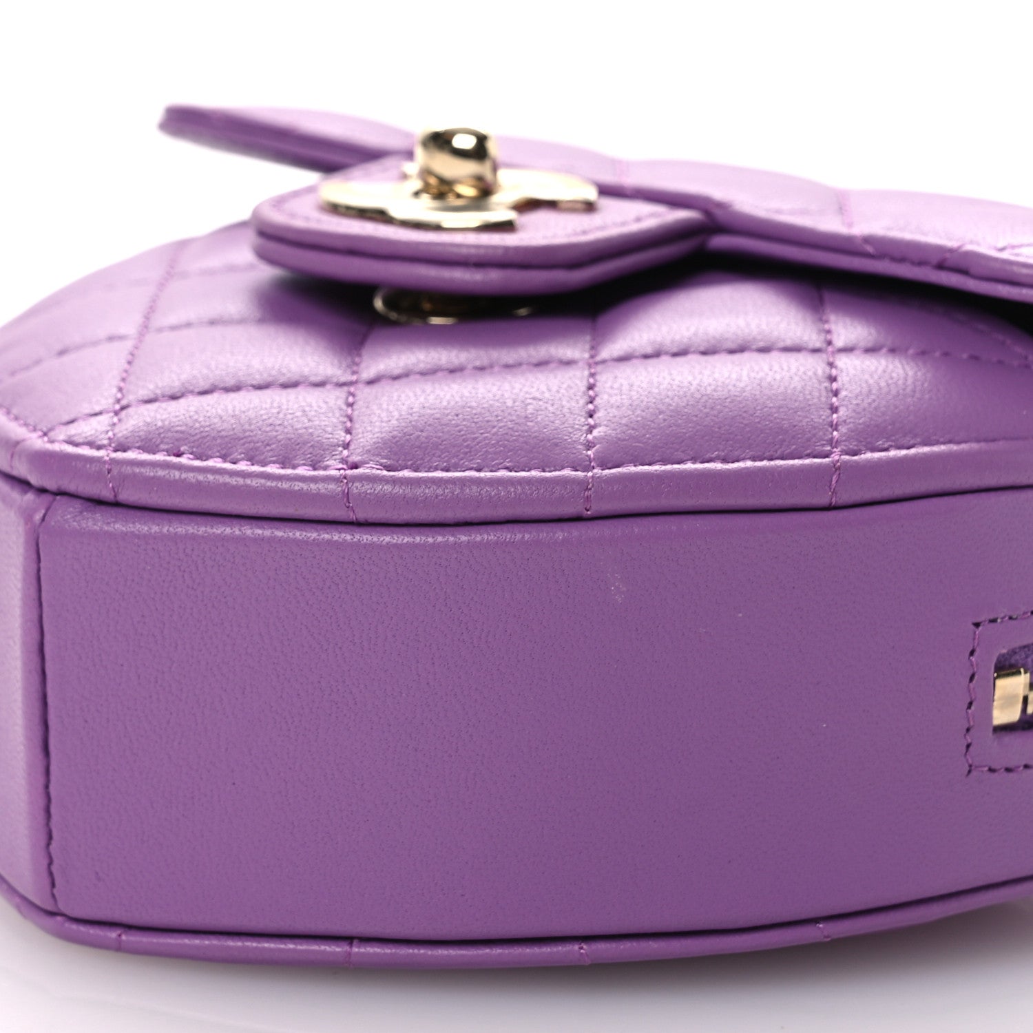 Chanel Lambskin Quilted CC In Love Heart Clutch With Chain Purple
