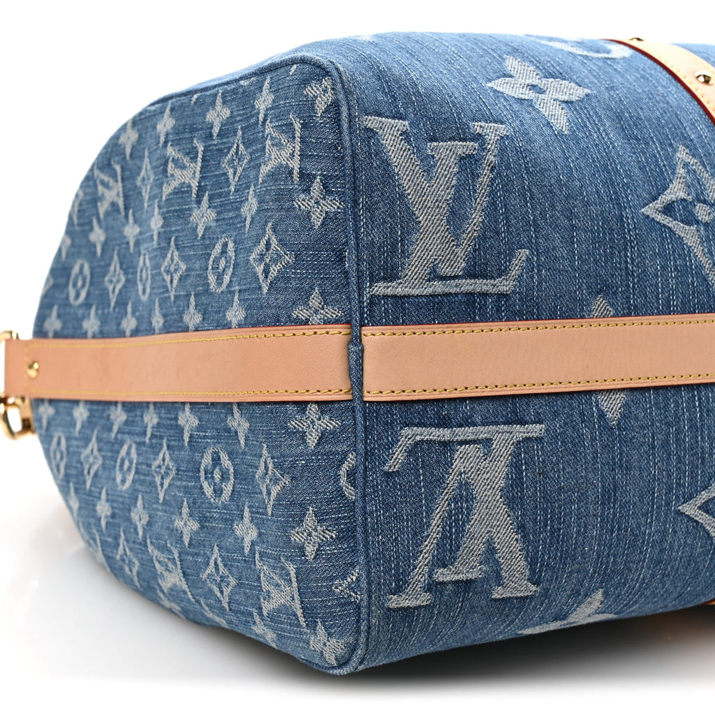 Louis Vuitton Denim Monogram New LV Remix Keepall Bandouliere 45 Blue