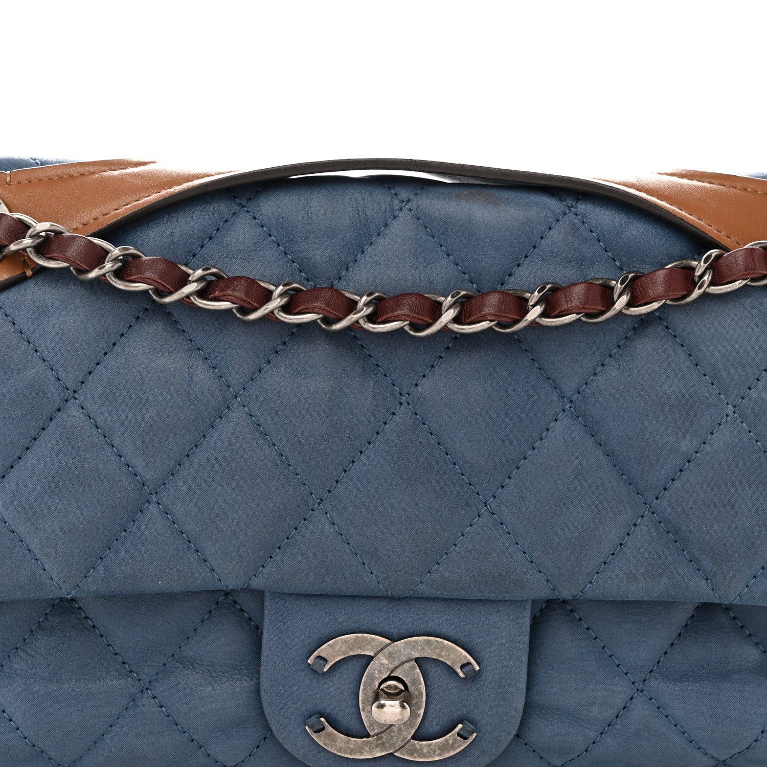 Chanel Iridescent Calfskin Medium In The Mix Flap Blue