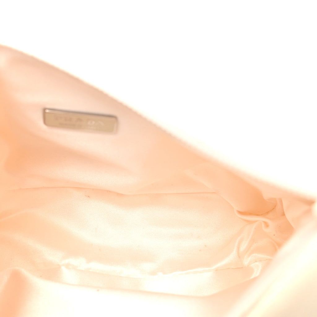 Prada Satin Crystal Mini Re-Edition 2000 Bag White