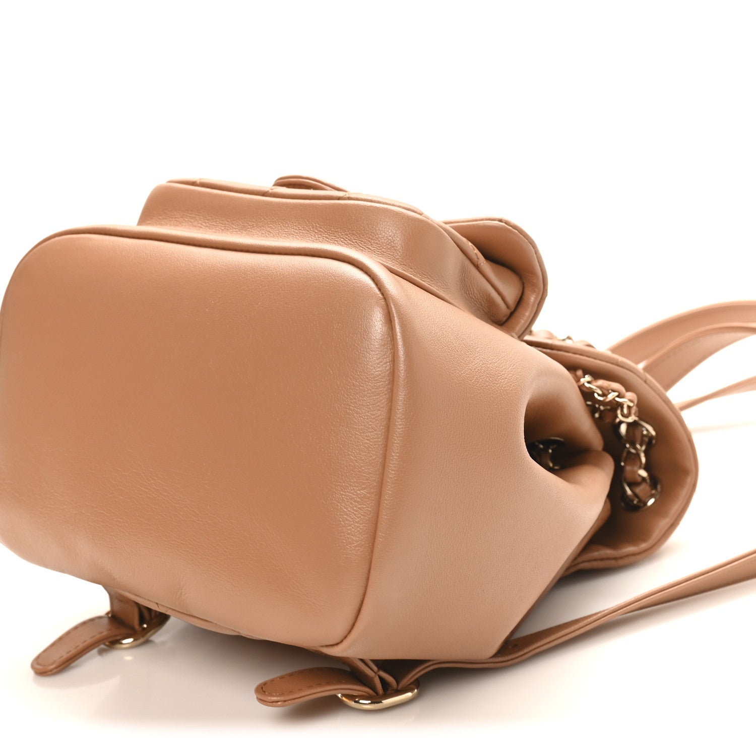 Chanel Quilted Small Duma Pockets Drawstring Backpack Light Brown