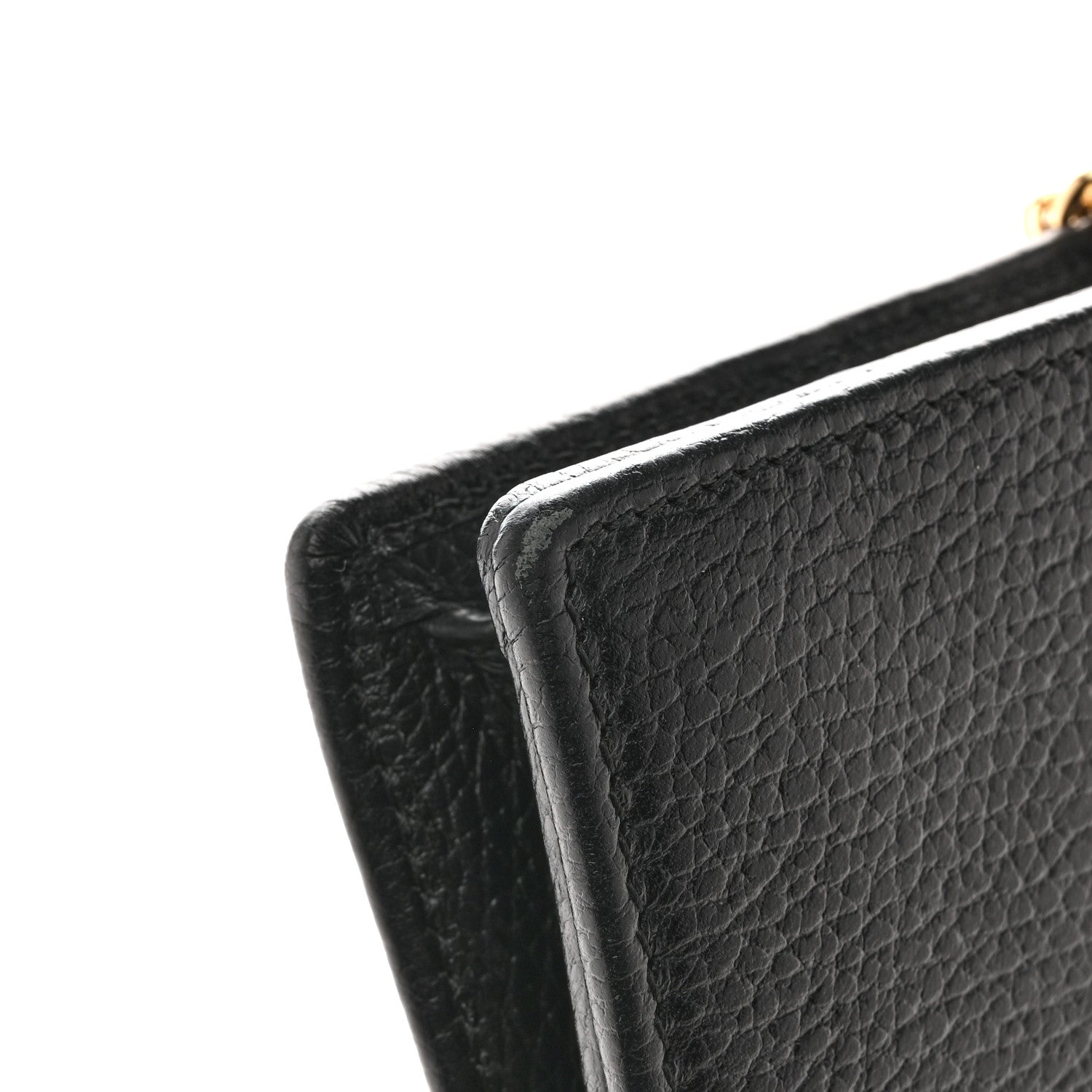 Gucci Dollar Calfskin Mini GG Marmont Chain Wallet Black