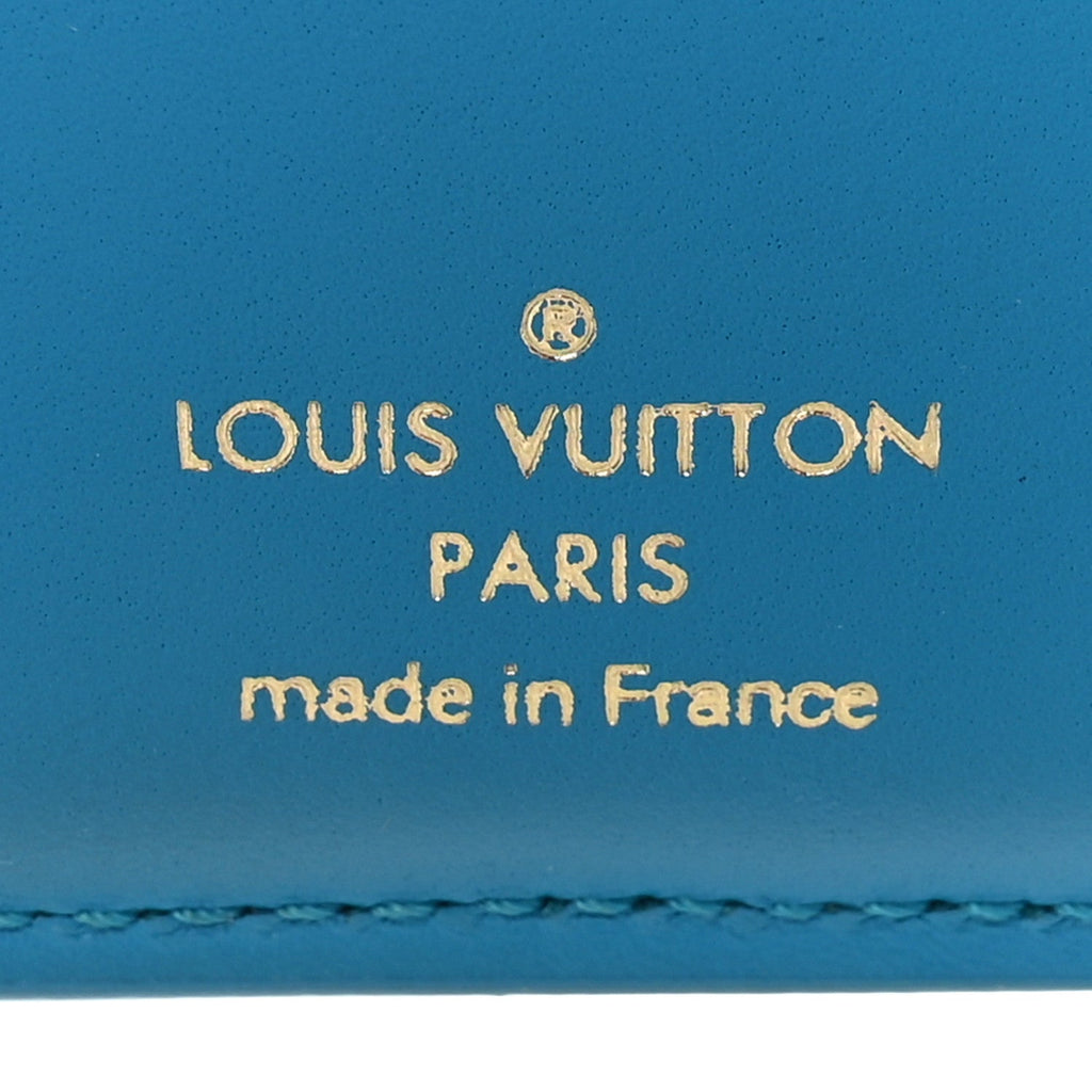 Louis Vuitton Calfskin Nanogram Embossed Victorine Wallet Bleu