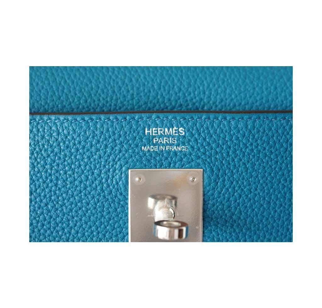 Hermès Kelly Mou 32 Blue Izmir Bag