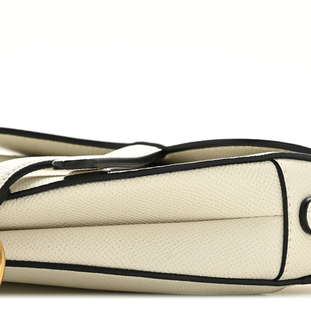 Christian Dior Grained Calfskin Mini Saddle Bag White