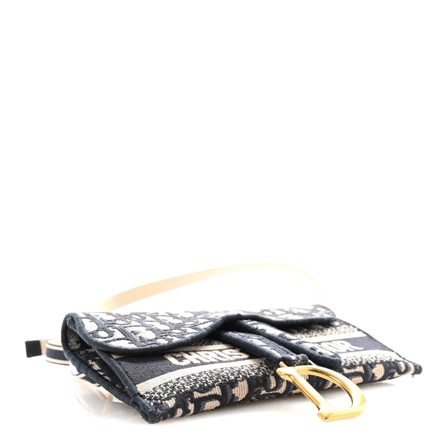 Christian Dior Oblique Slim Saddle Pouch Blue