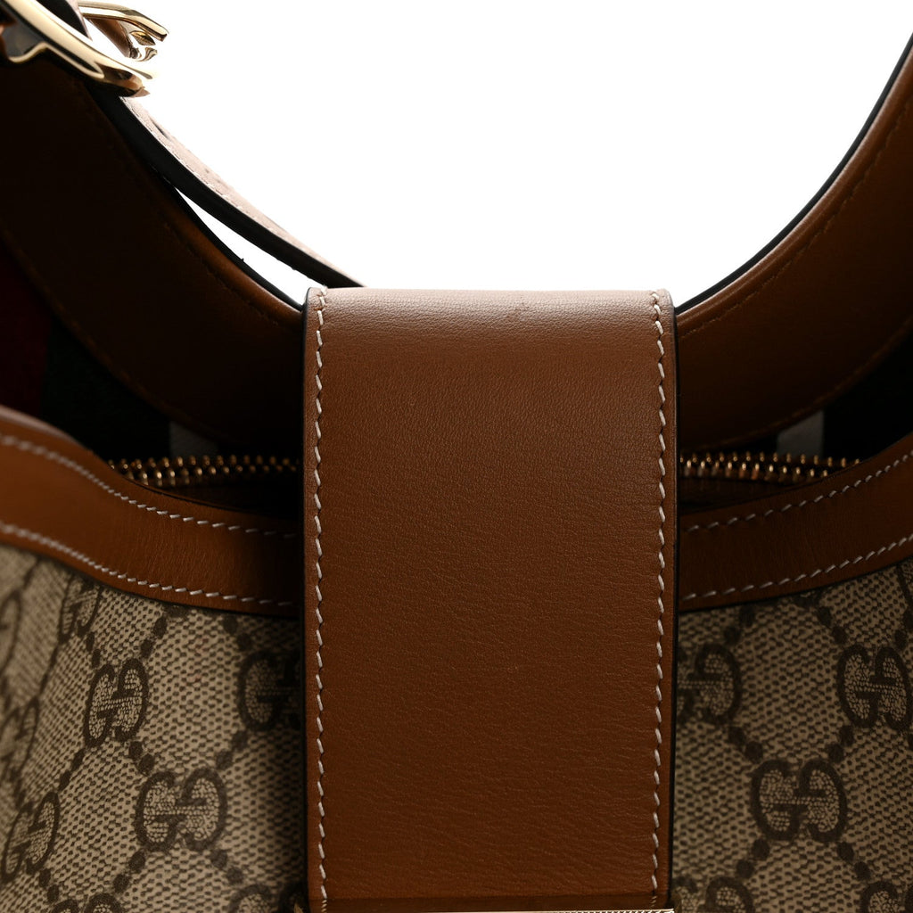 Gucci GG Icon Monogram Padlock Shoulder Bag Beige Dark Brown