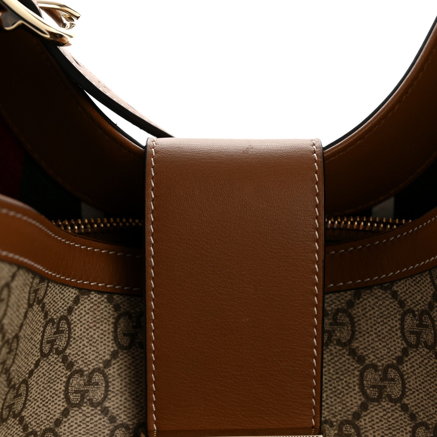 Gucci GG Icon Monogram Padlock Shoulder Bag Beige Dark Brown