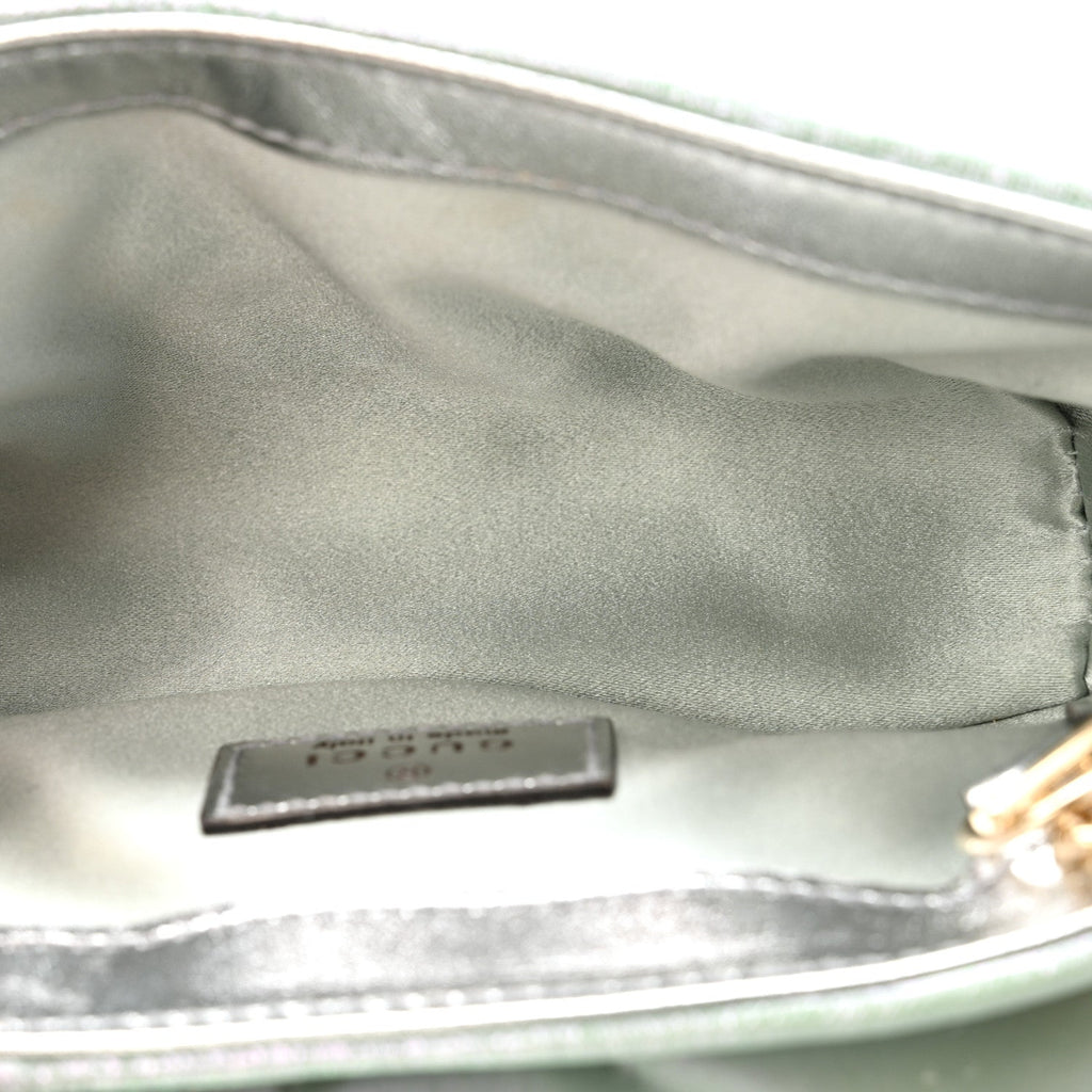 Gucci Iridescent Nappa Chevron Matelasse Super Mini GG Marmont Shoulder Bag Green Iridescent