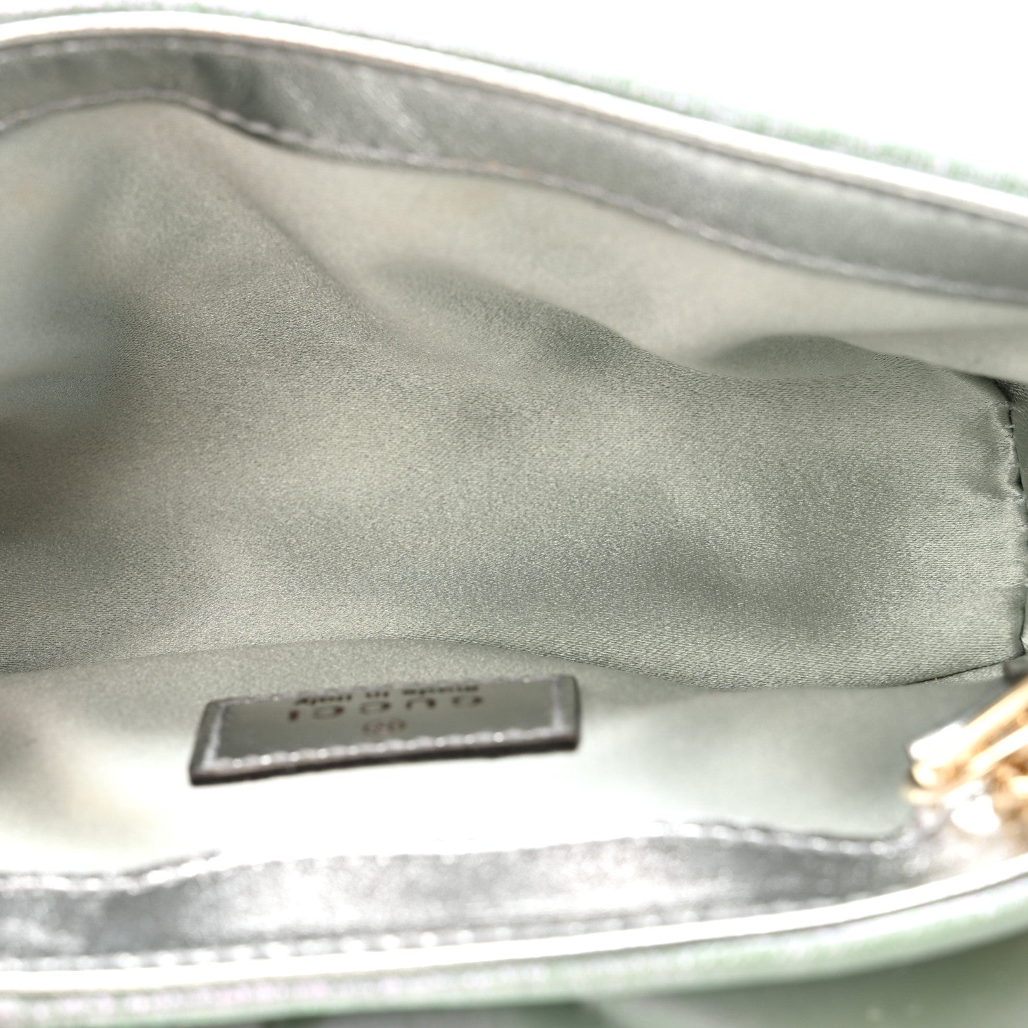 Gucci Iridescent Nappa Chevron Matelasse Super Mini GG Marmont Shoulder Bag Green Iridescent