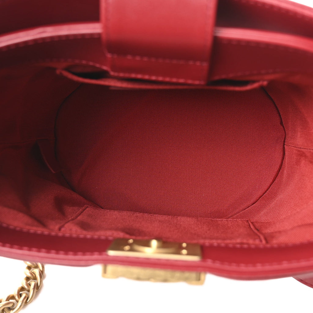 Chanel Calfskin Quilted Boy Bucket Bag Red
