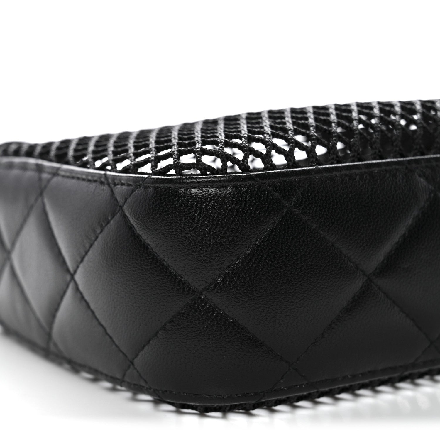 Chanel Mesh Shiny Lambskin Clutch With Chain Black