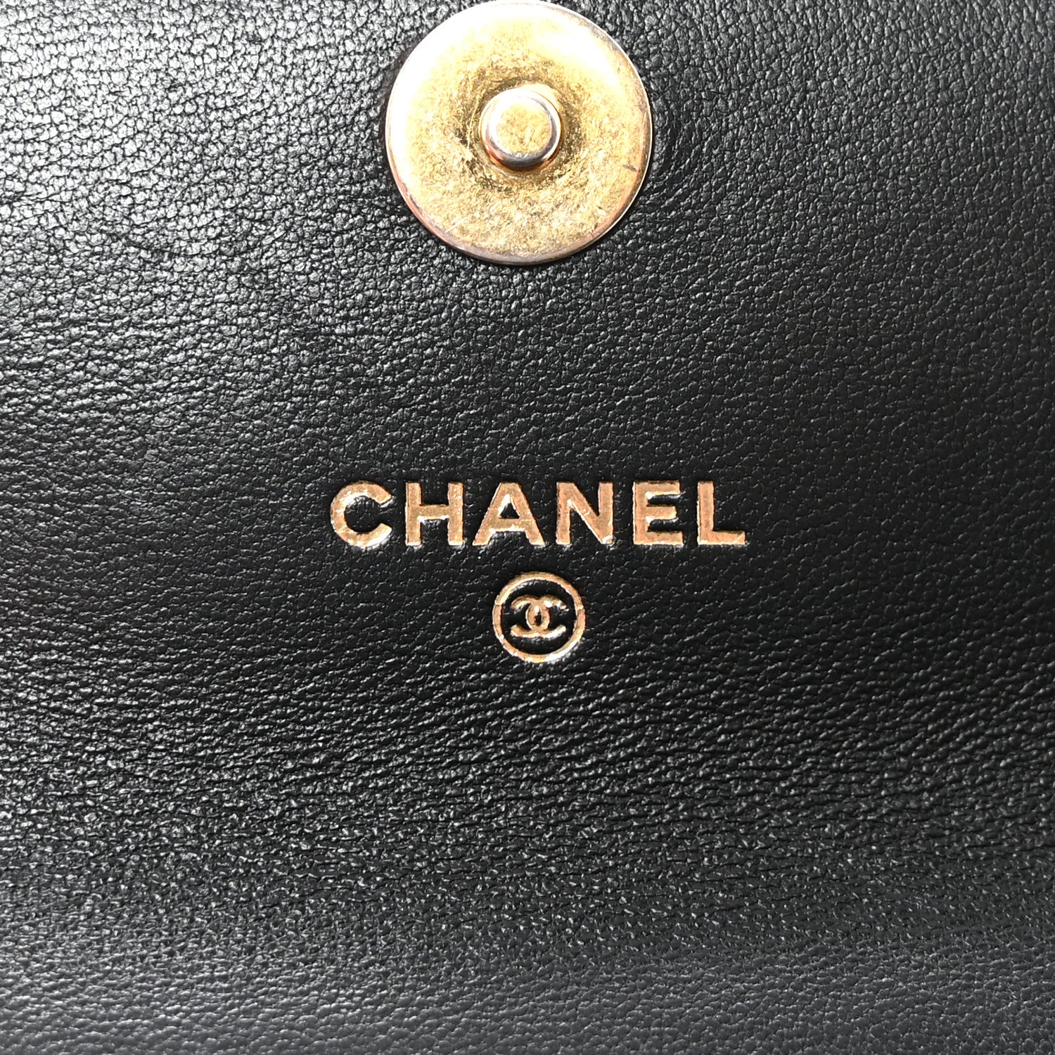 Chanel Lambskin Quilted Chain Top Handle Clutch With Chain Black