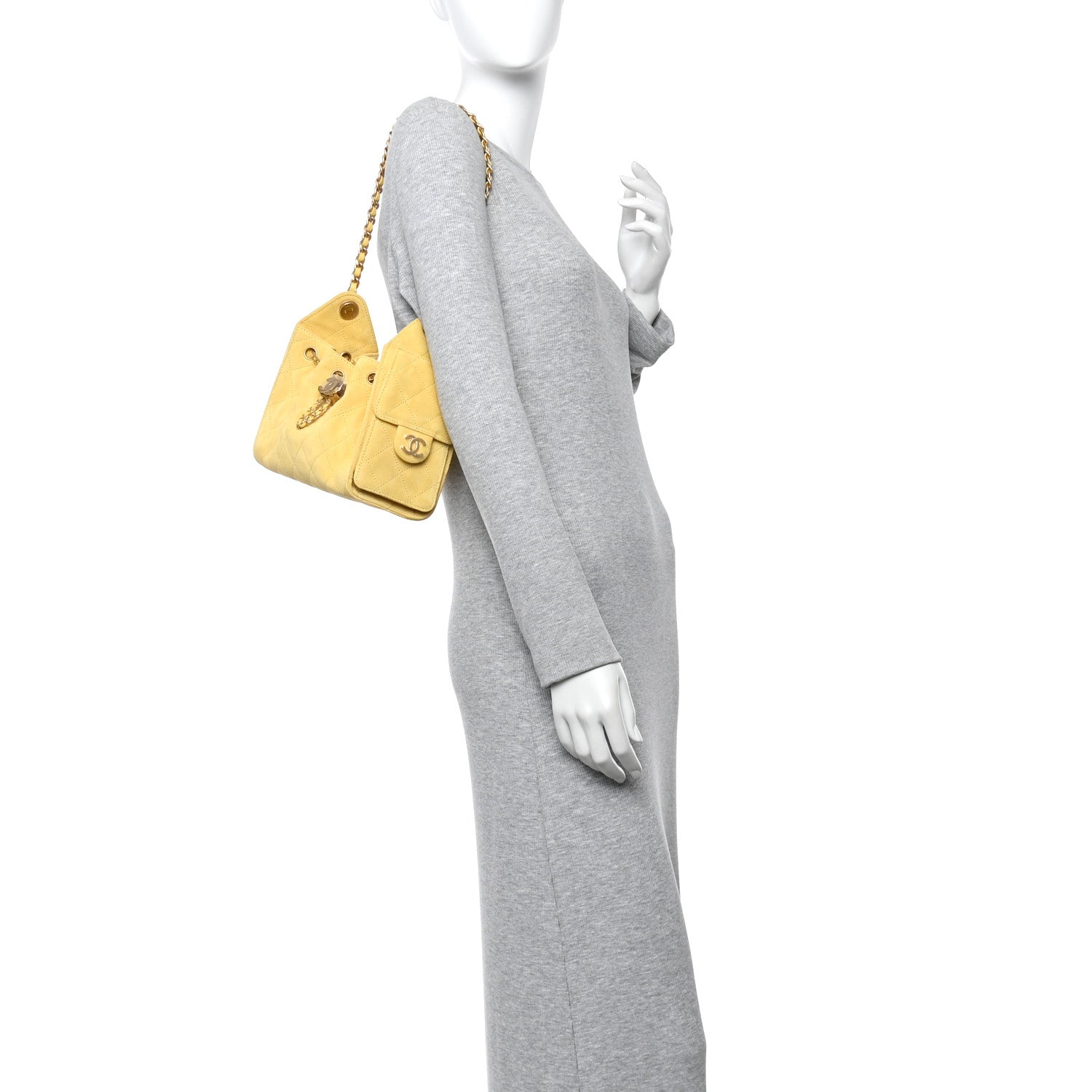 Chanel Suede Quilted Mini Chanel 25 Handbag Yellow