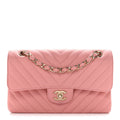 Chanel Caviar Chevron Quilted Small Double Flap Pink