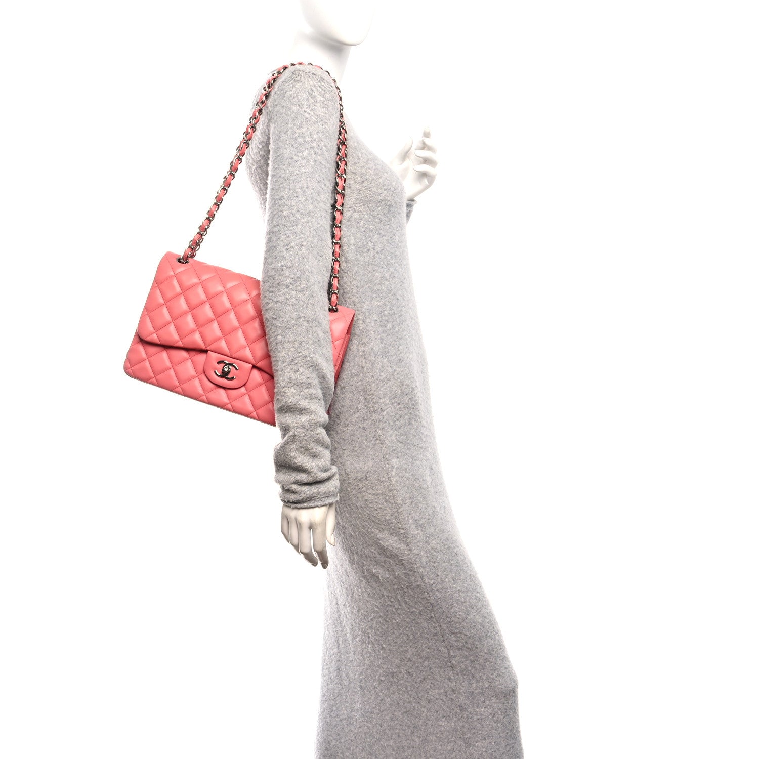 Chanel Lambskin Quilted Jumbo Double Flap Pink
