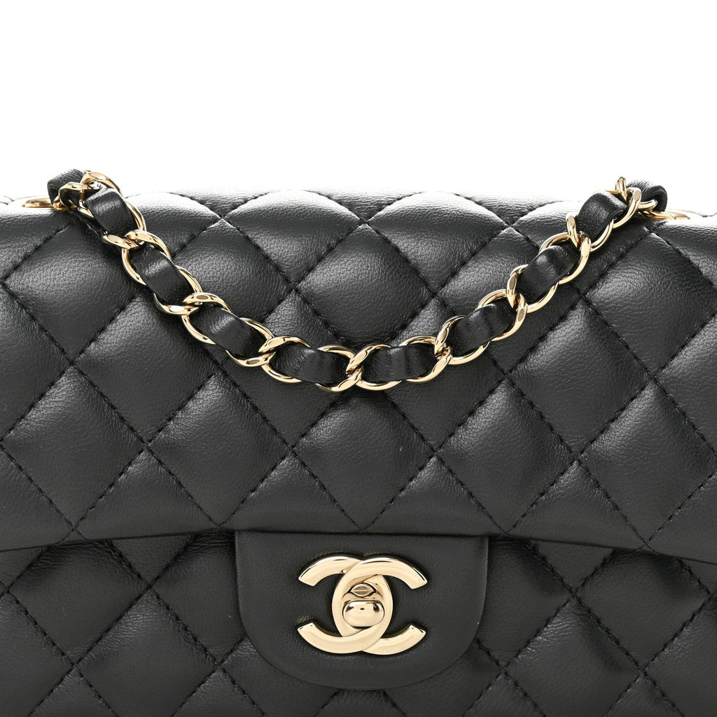 Chanel Lambskin Quilted Mini Rectangular Flap Black