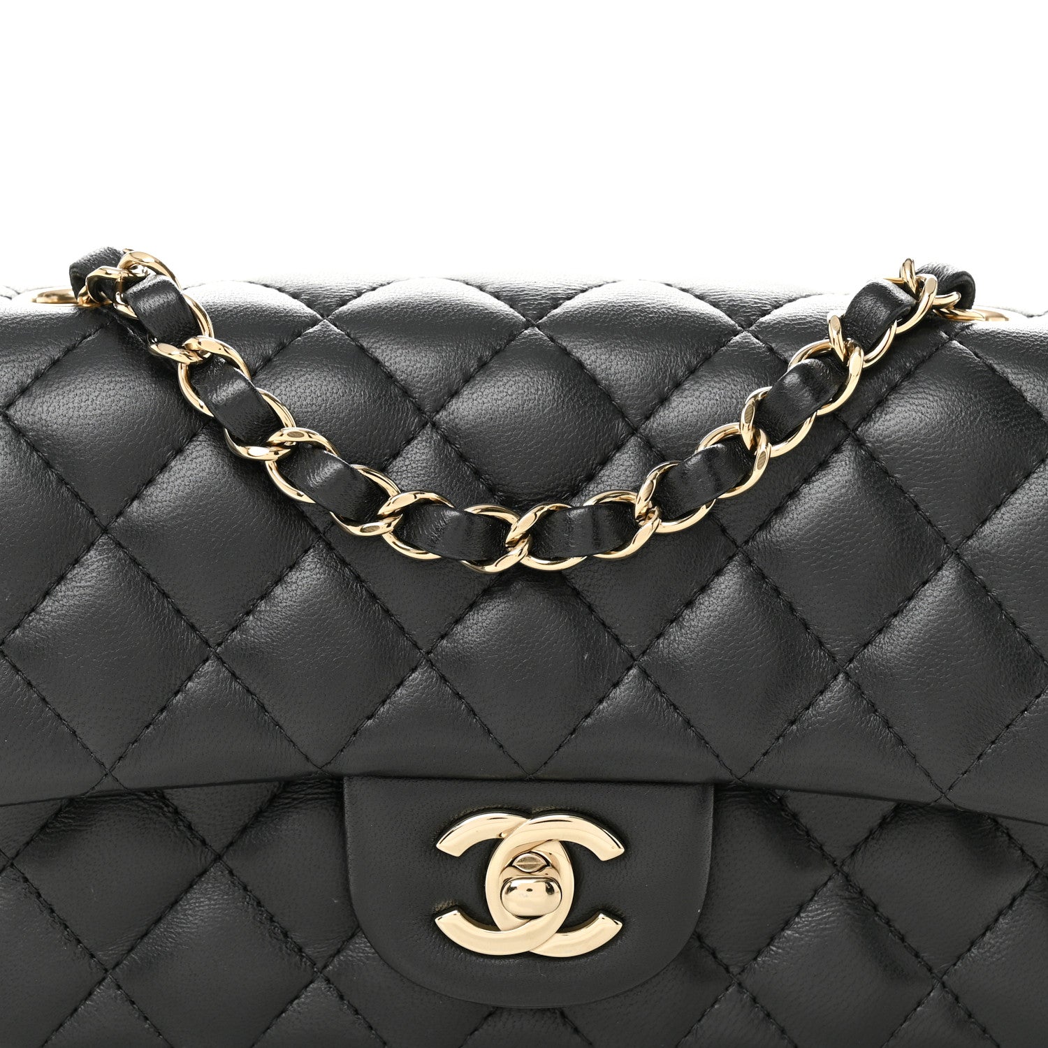 Chanel Lambskin Quilted Mini Rectangular Flap Black