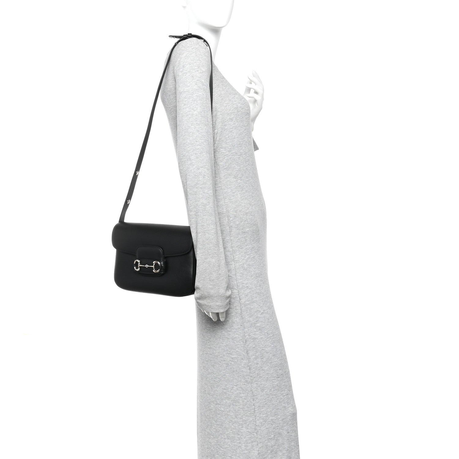 Gucci Ciny Lux Calfskin Horsebit 1955 Soft Small Shoulder Bag Black