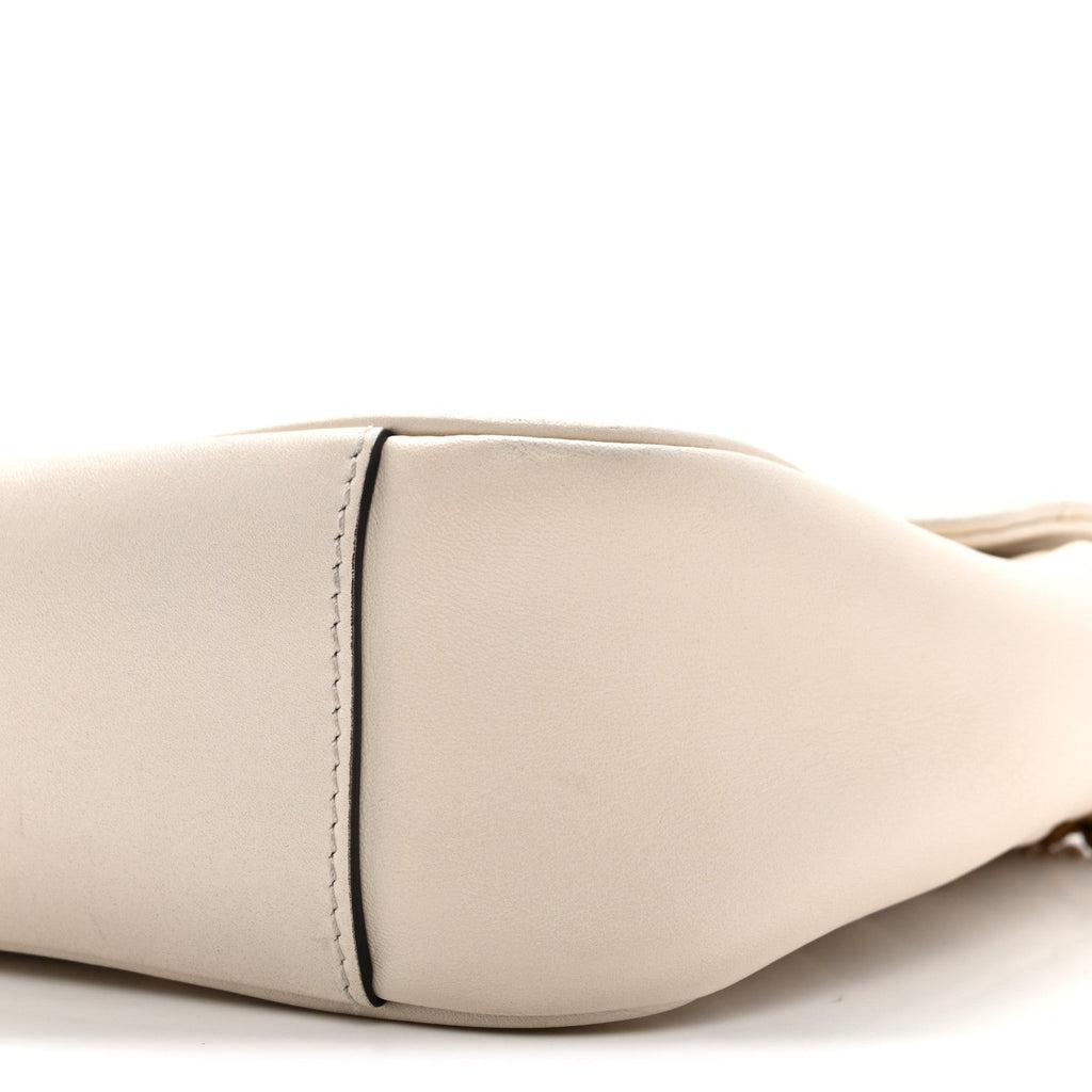 Gucci Calfskin Matelasse Small GG Marmont Shoulder Bag White