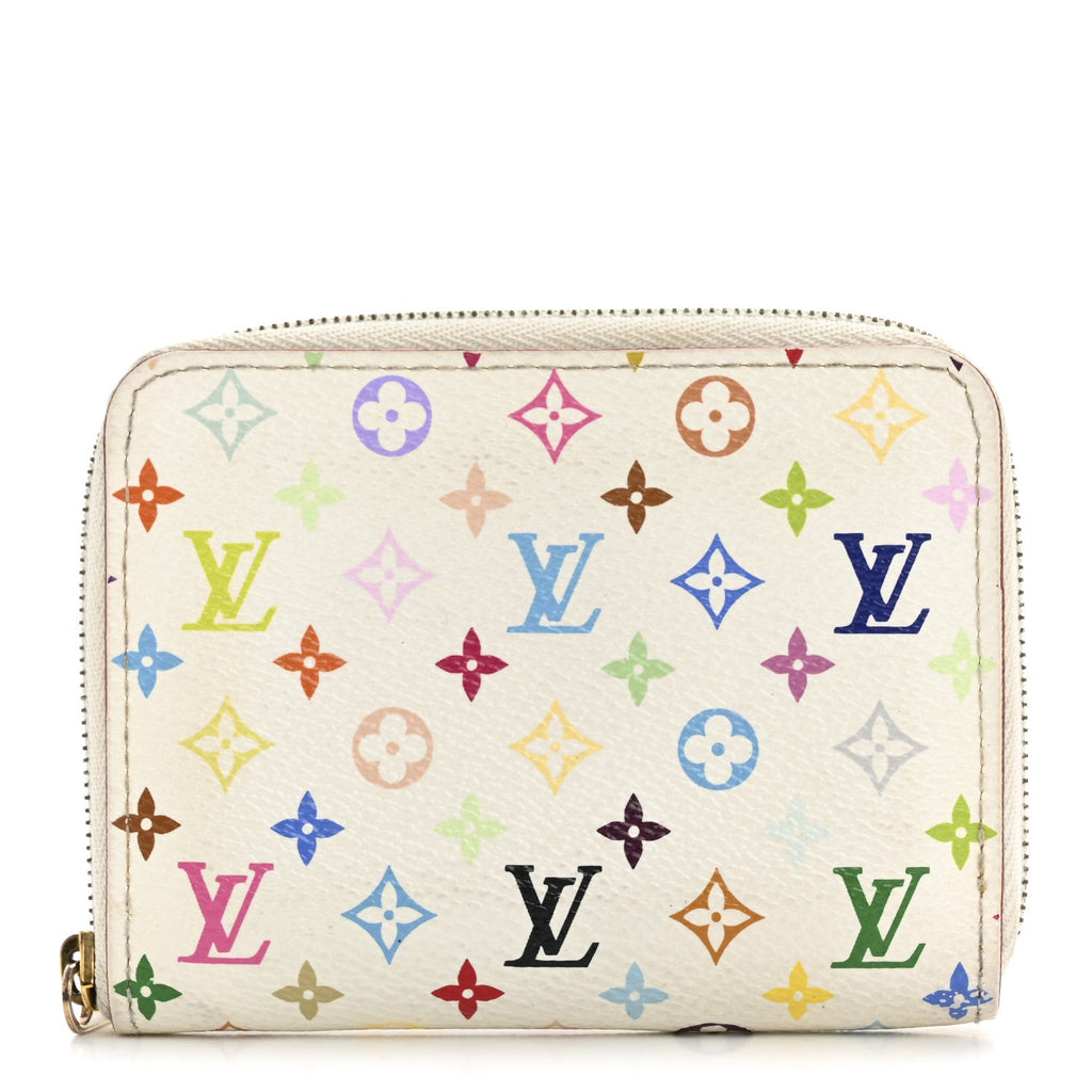 Louis Vuitton Monogram Multicolor Zippy Coin Purse Wallet White