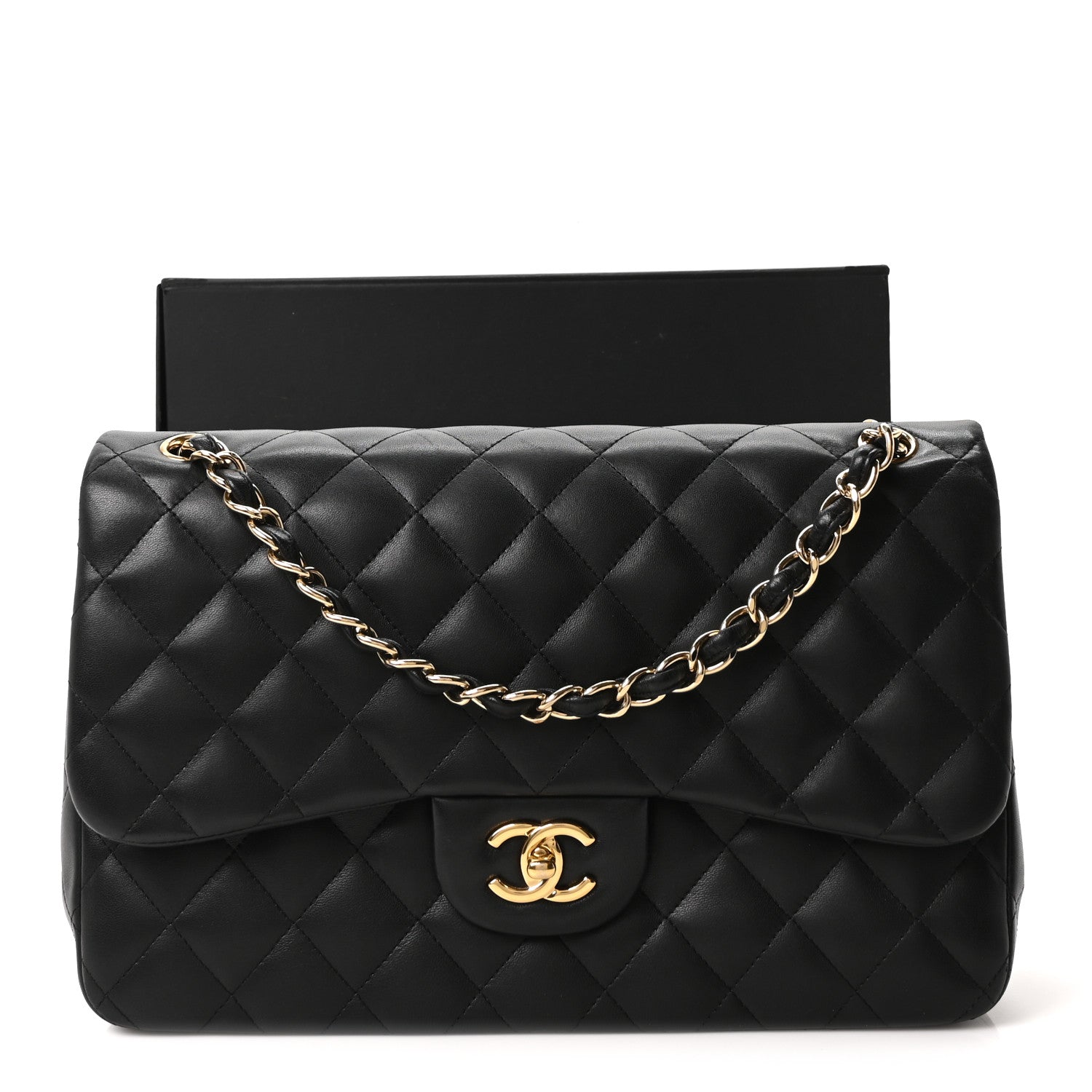 Chanel Lambskin Quilted Jumbo Double Flap Black