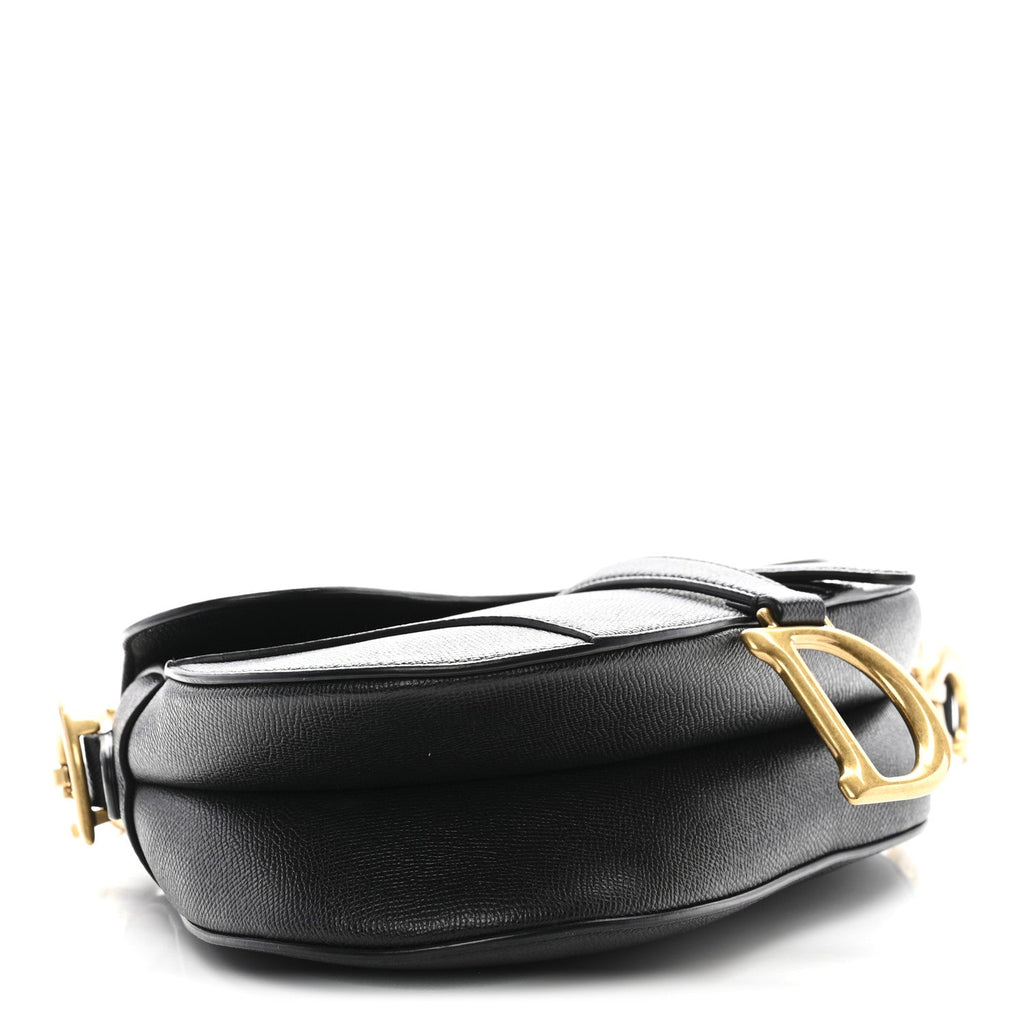 Christian Dior Grained Calfskin Saddle Bag Black