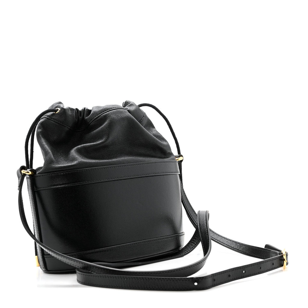 Gucci Azalea Sakai Calfskin Horsebit 1955 Drawstring Bucket Bag Black