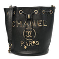 Chanel Caviar Deauville Drawstring Bucket Bag Black