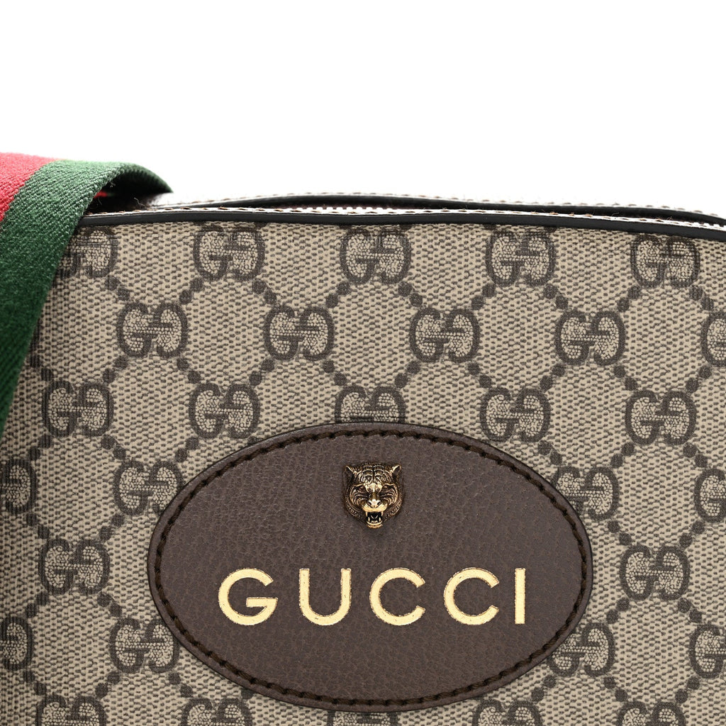 Gucci GG Supreme Monogram Web Neo Vintage Shoulder Bag Beige New Acero Crop