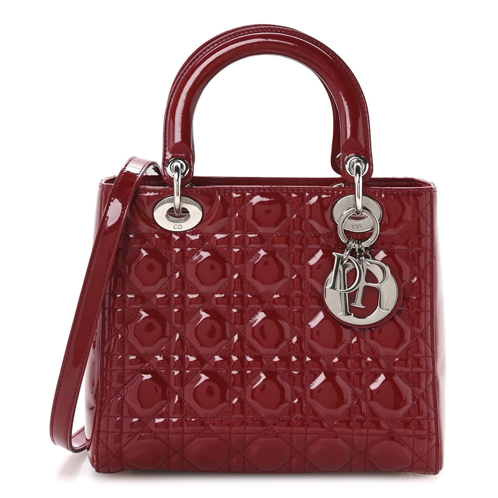 Christian Dior Patent Cannage Medium Lady Dior Red