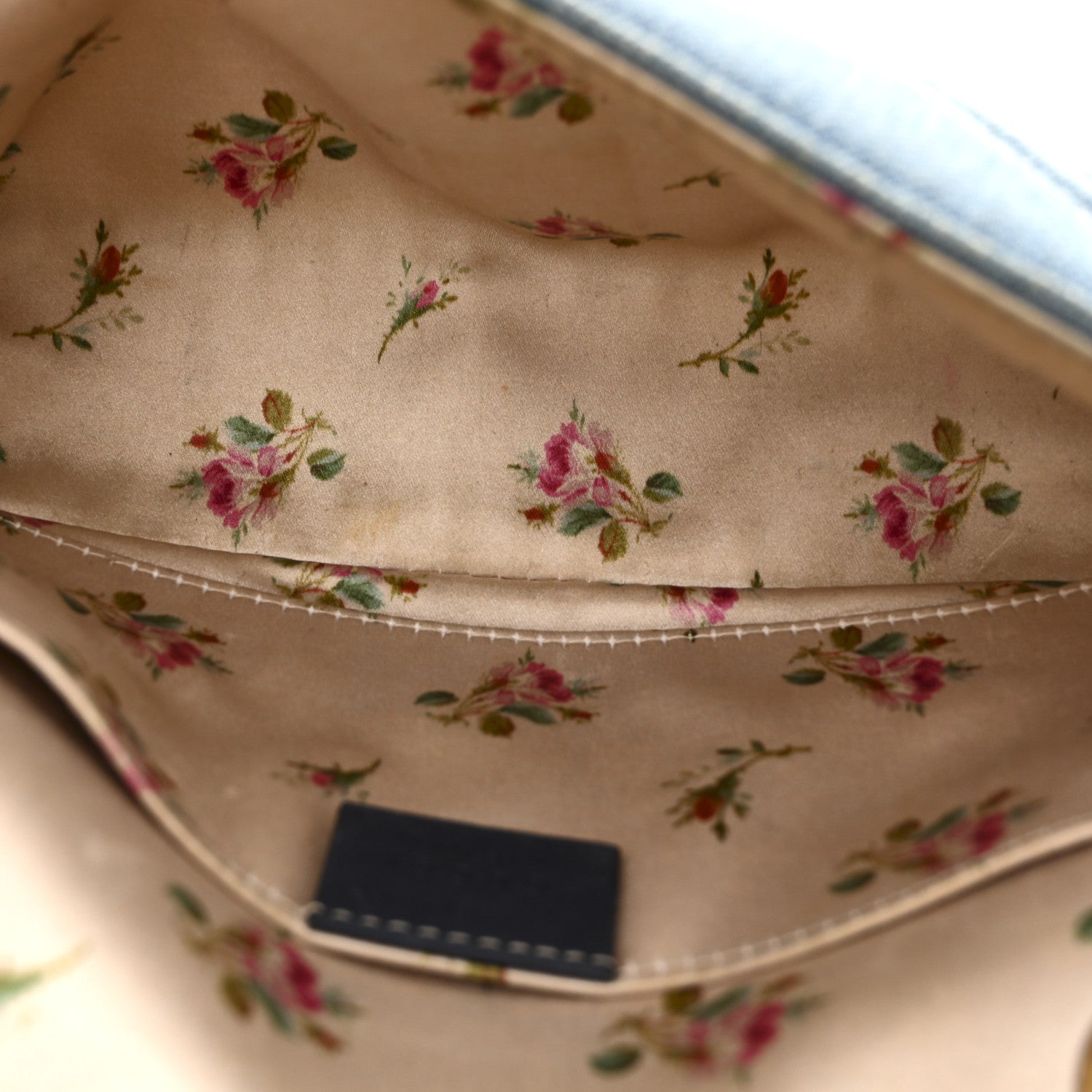 Gucci Denim Matelasse Mini Pearly GG Marmont Shoulder Bag Blue