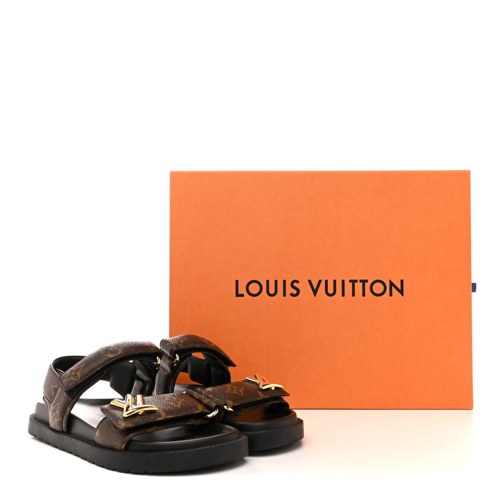 Louis Vuitton Monogram LV Sunset Comfort Flat Sandals 35 Cacao Brown