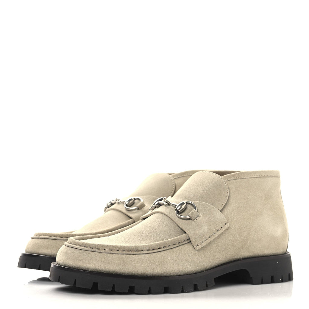 Gucci Suede Mens Horsebit Ankle Boots 8.5 Beige