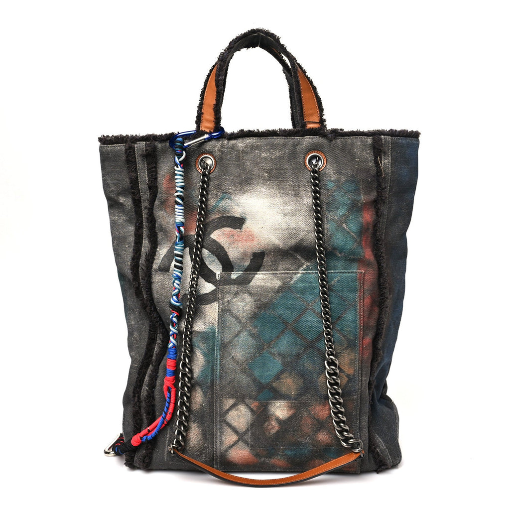 Chanel Canvas Graffiti Art School Oh My Boy Tote Black