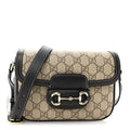 Gucci GG Supreme Monogram Horsebit 1955 Soft Small Shoulder Bag Beige Black
