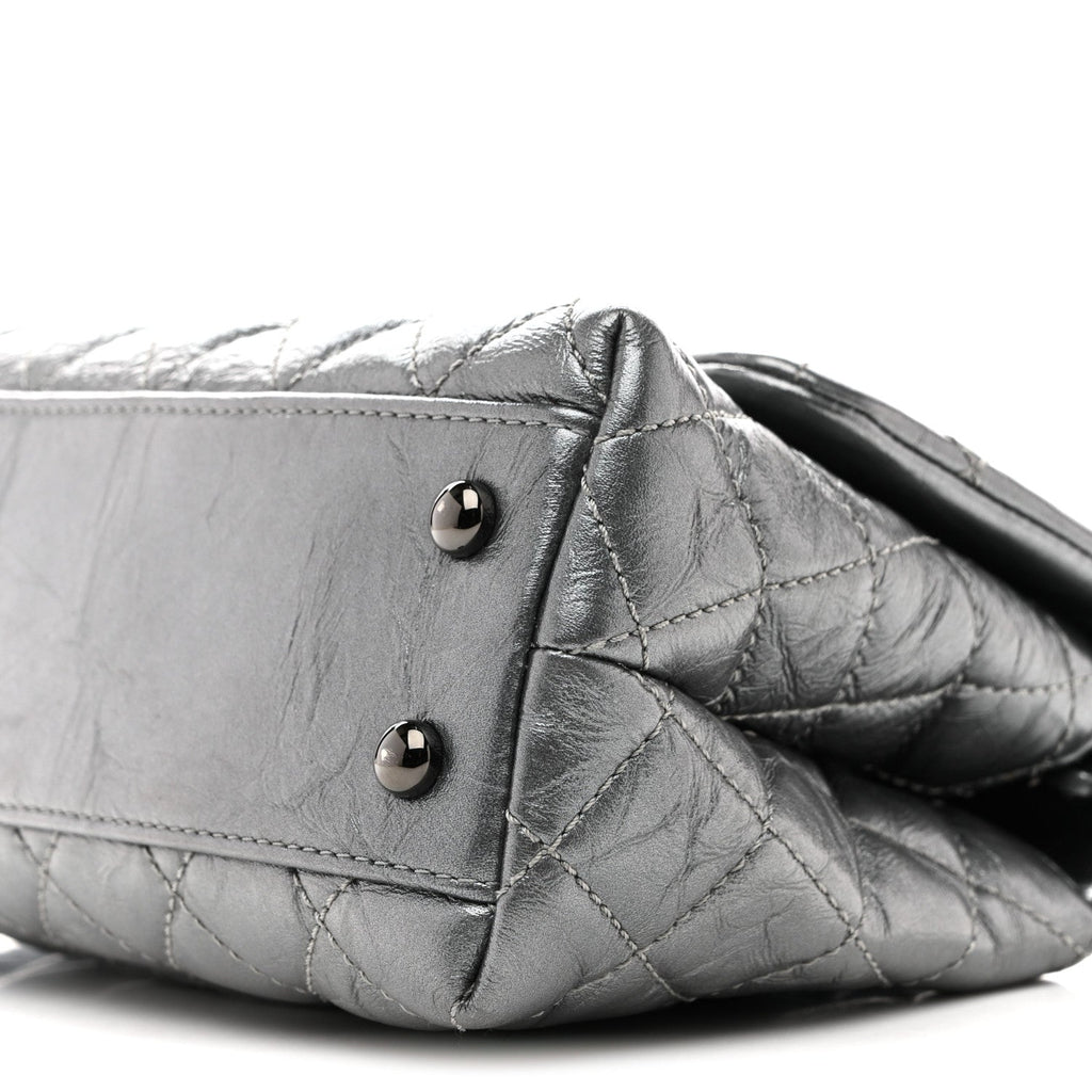 Chanel Metallic Aged Calfskin Quilted Mini Coco Handle Flap Charcoal