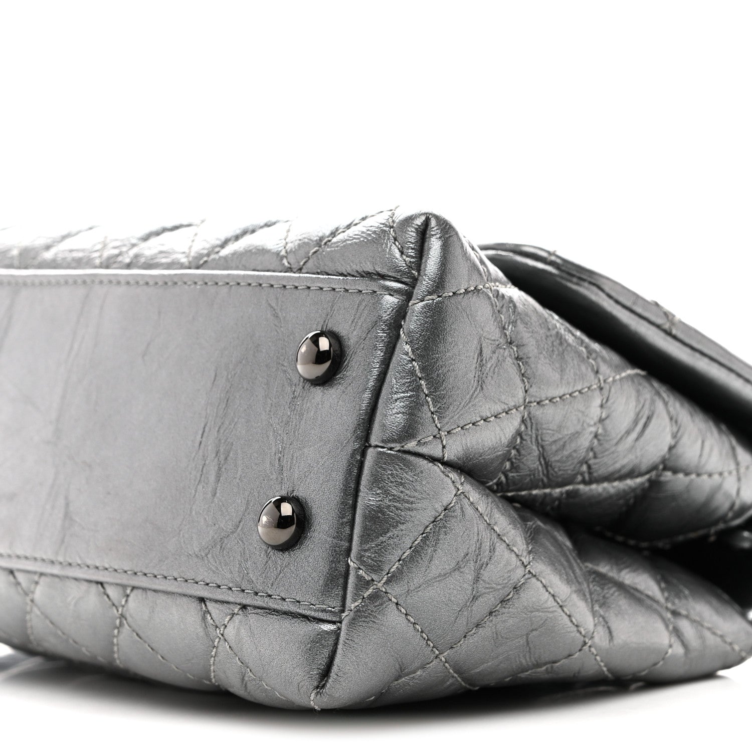 Chanel Metallic Aged Calfskin Quilted Mini Coco Handle Flap Charcoal