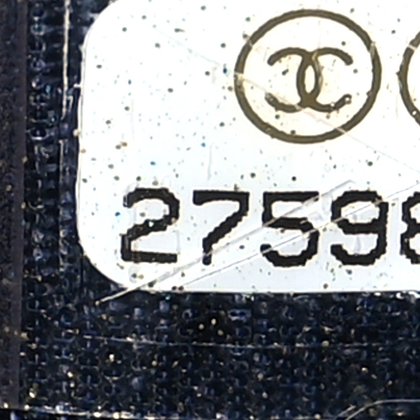 Chanel Lambskin Quilted Square Front Pocket Clutch With Chain Navy Blue