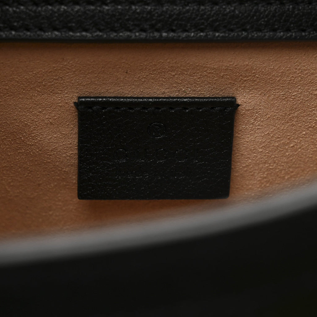 Gucci Wonka Grain Calfskin Mini Diana Tote Bag Black Yellow Fluo