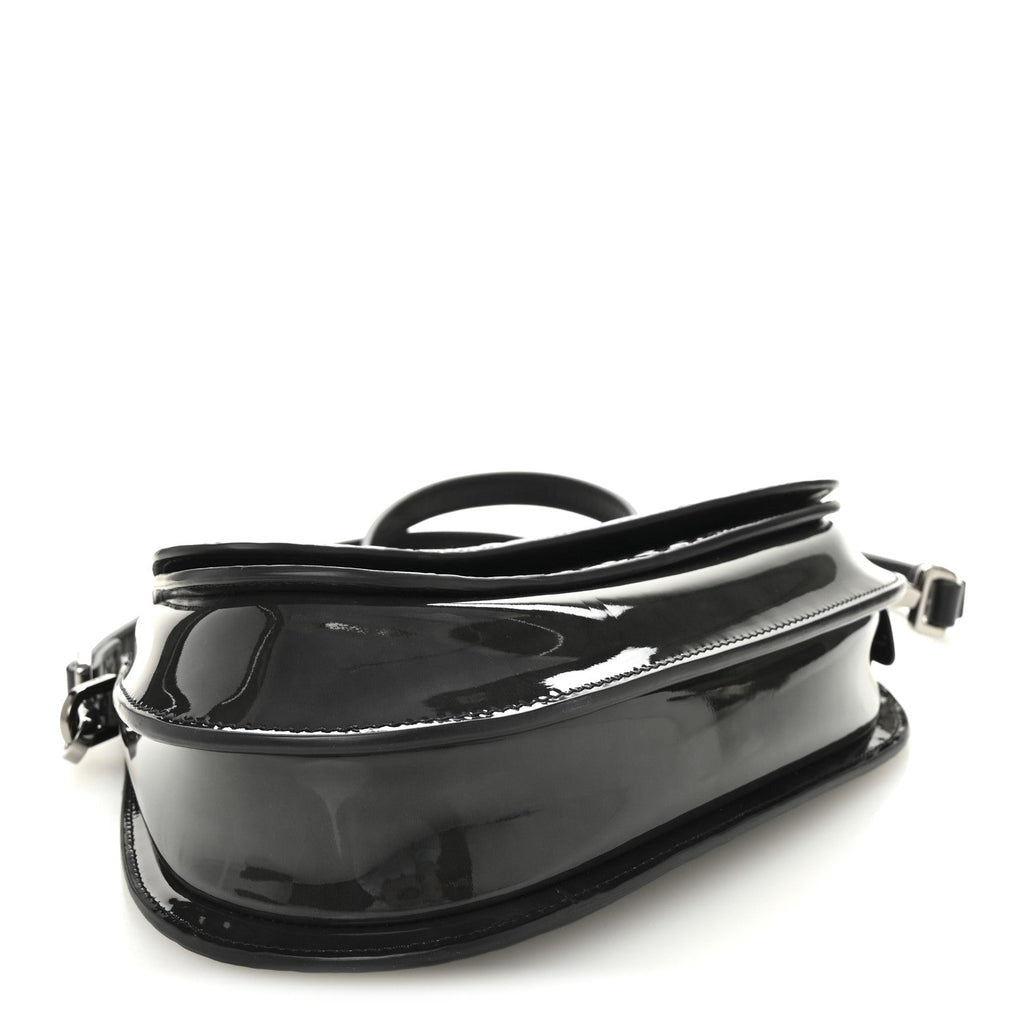 Christian Dior Patent Oblique Embossed Saddle Boxy Bag Black