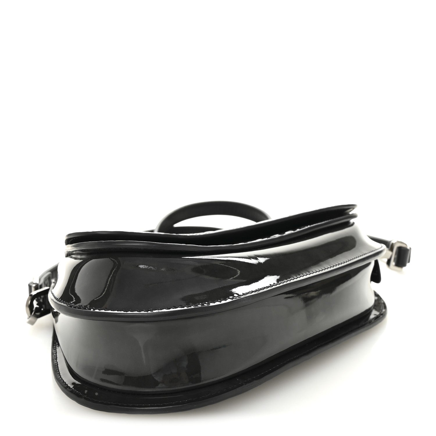 Christian Dior Patent Oblique Embossed Saddle Boxy Bag Black