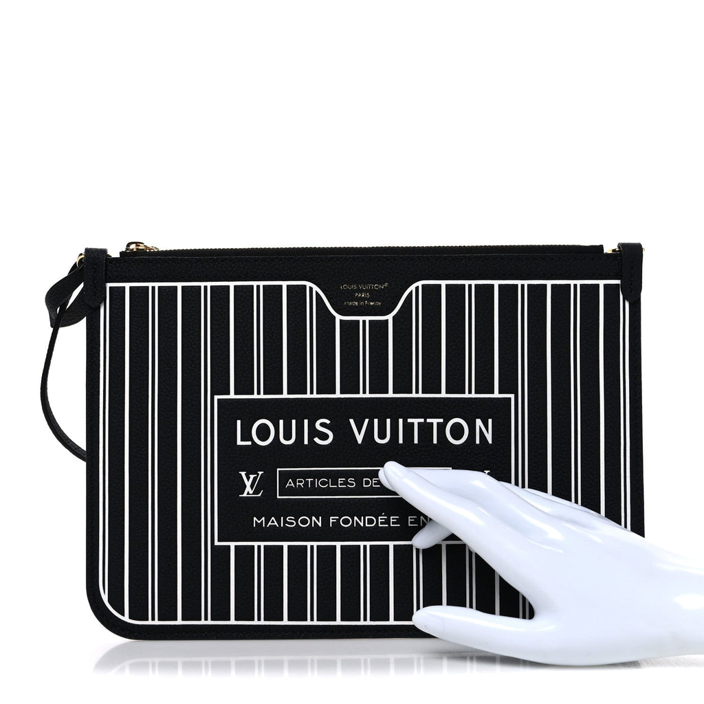 Louis Vuitton Calfskin Neverfull Inside Out MM Pochette Black