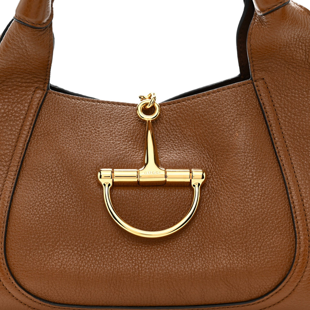 Gucci Grained Calfskin Softbit Medium Shoulder Bag Brown
