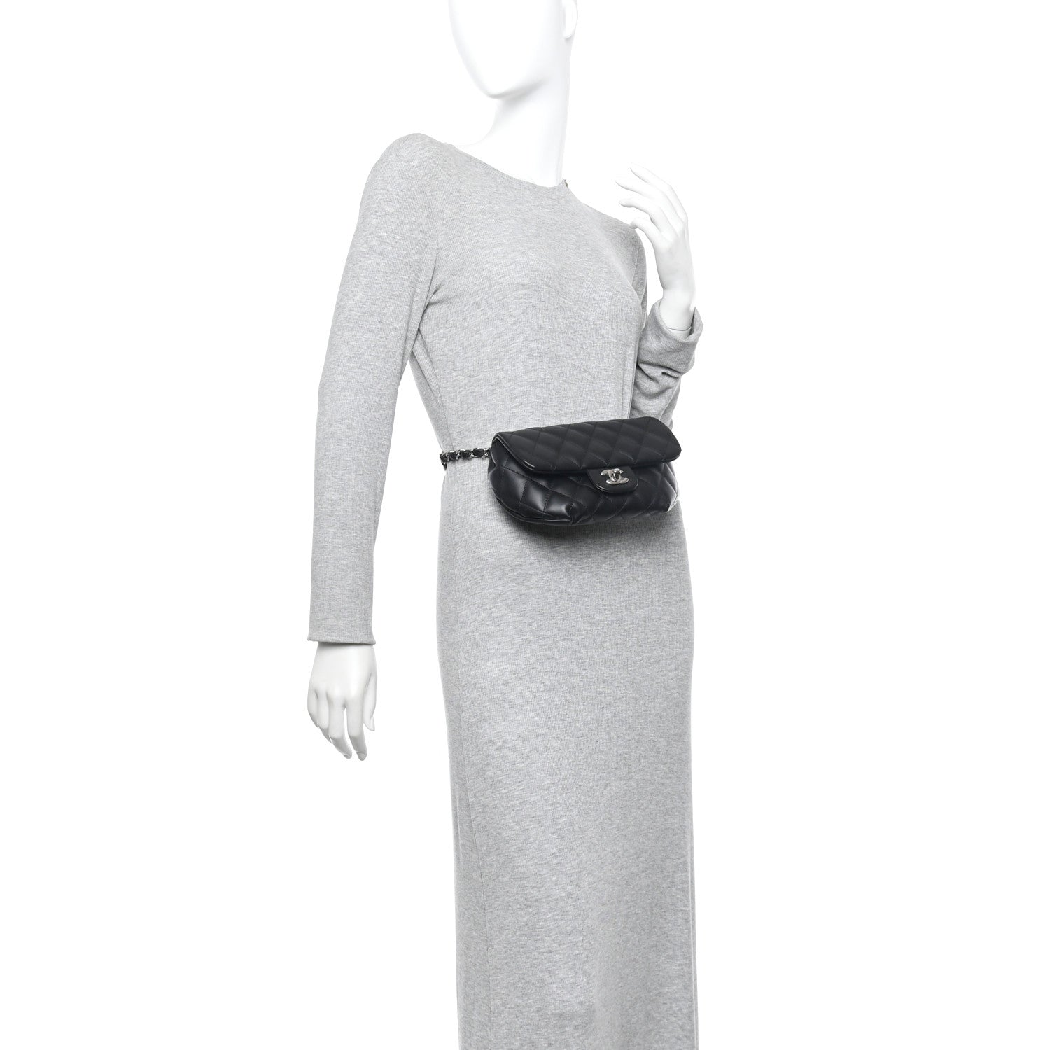 Chanel Calfskin Quilted CC Uniform Flap Belt Bag Black