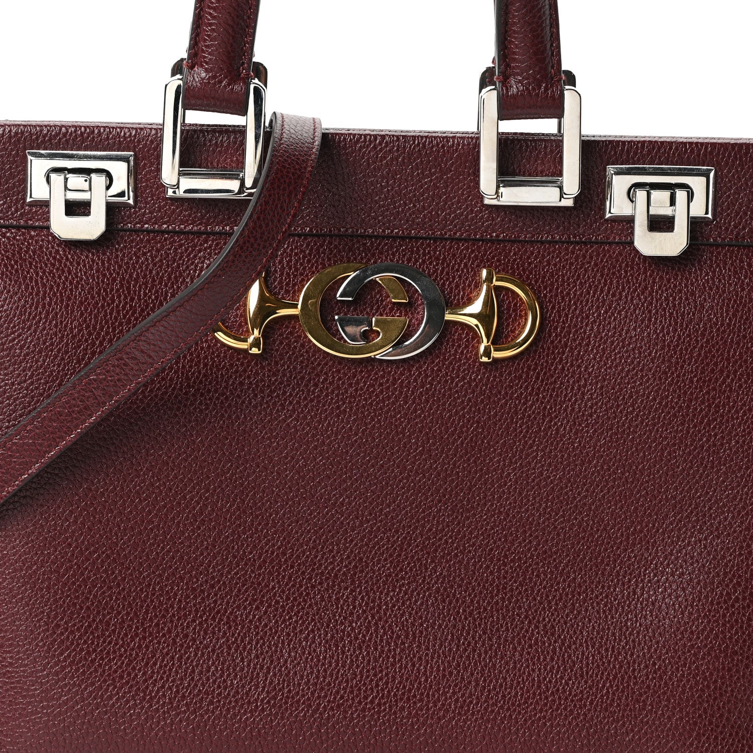 Gucci Grainy Calfskin Small Zumi Top Handle Bag Vintage Bordeaux