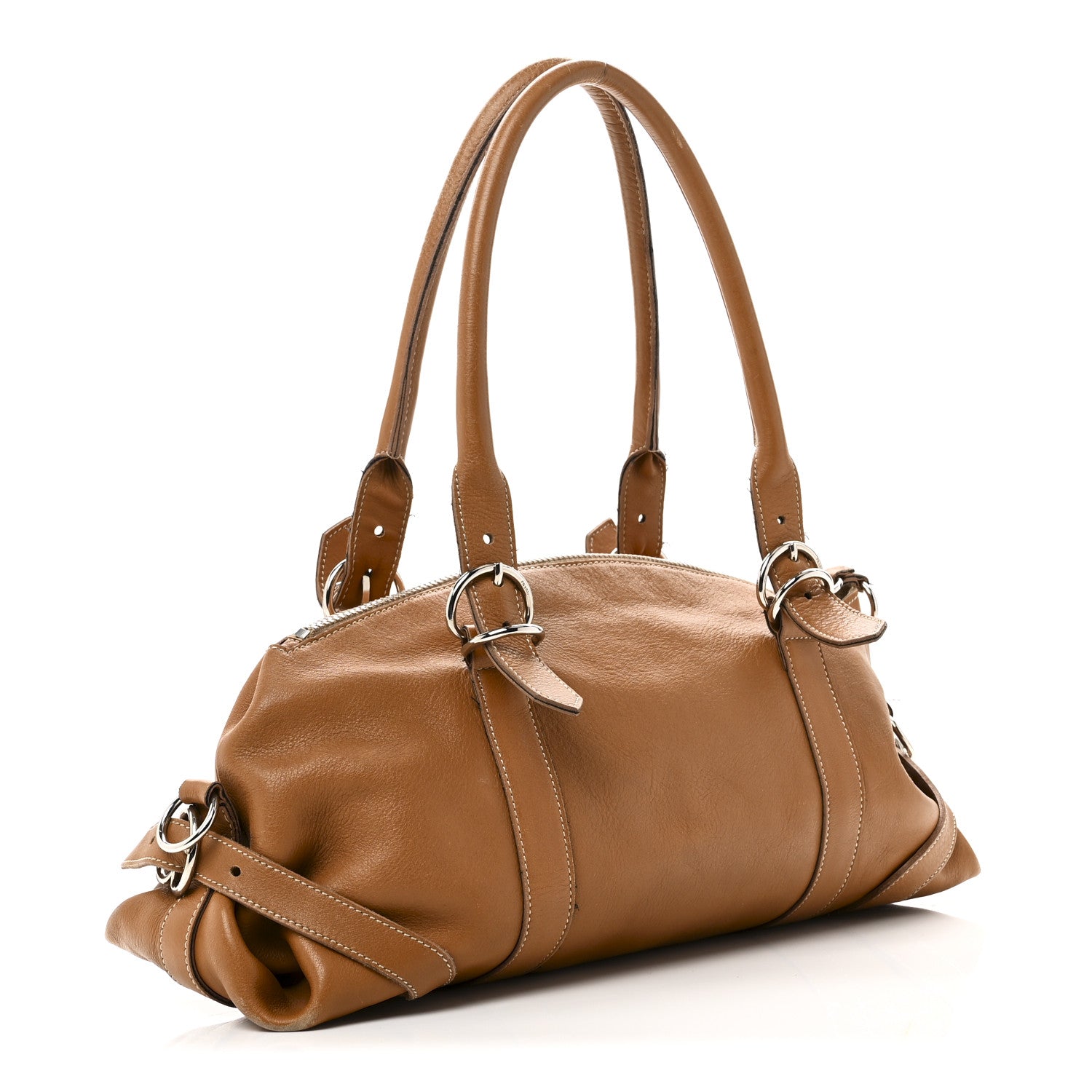 Prada Soft Calf Top Handle Satchel Brown
