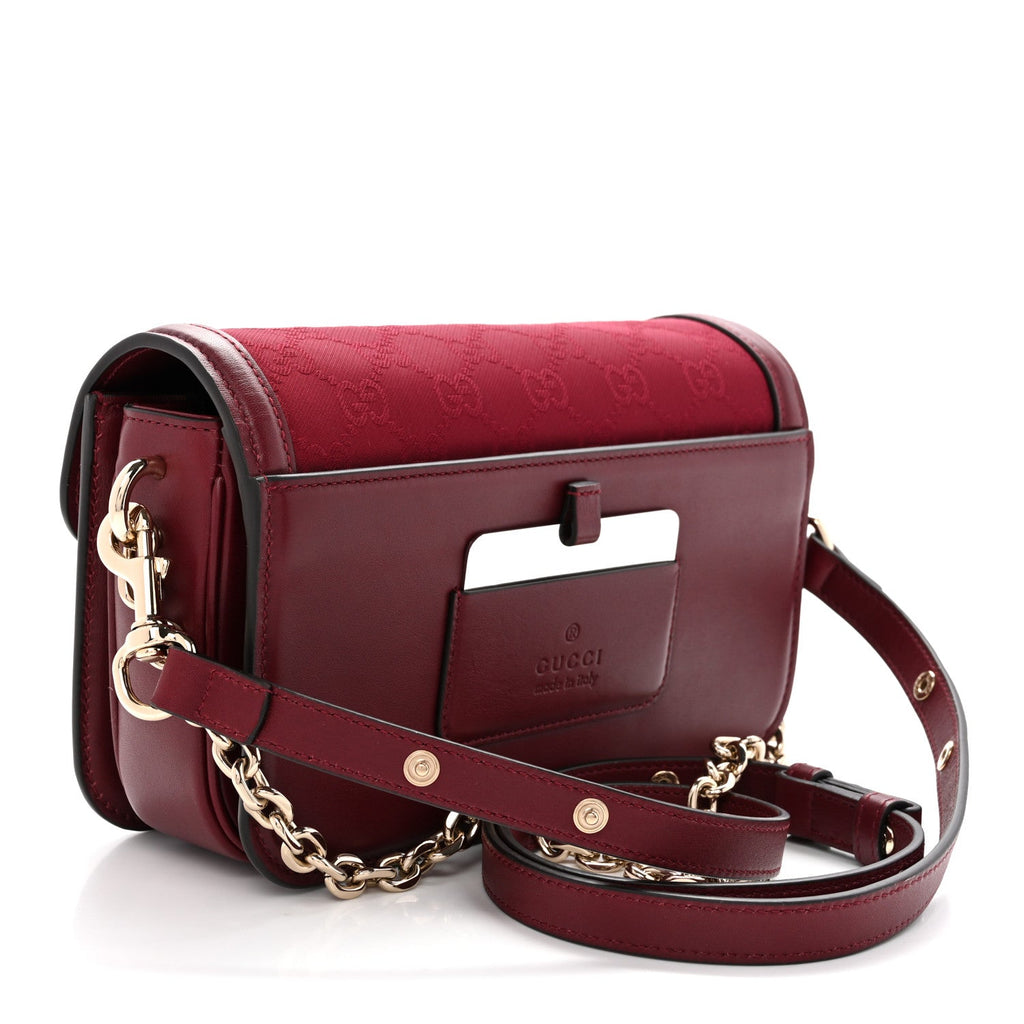 Gucci Crepe Wool Silk GG Monogram Go Small Shoulder Bag Rosso Ancora