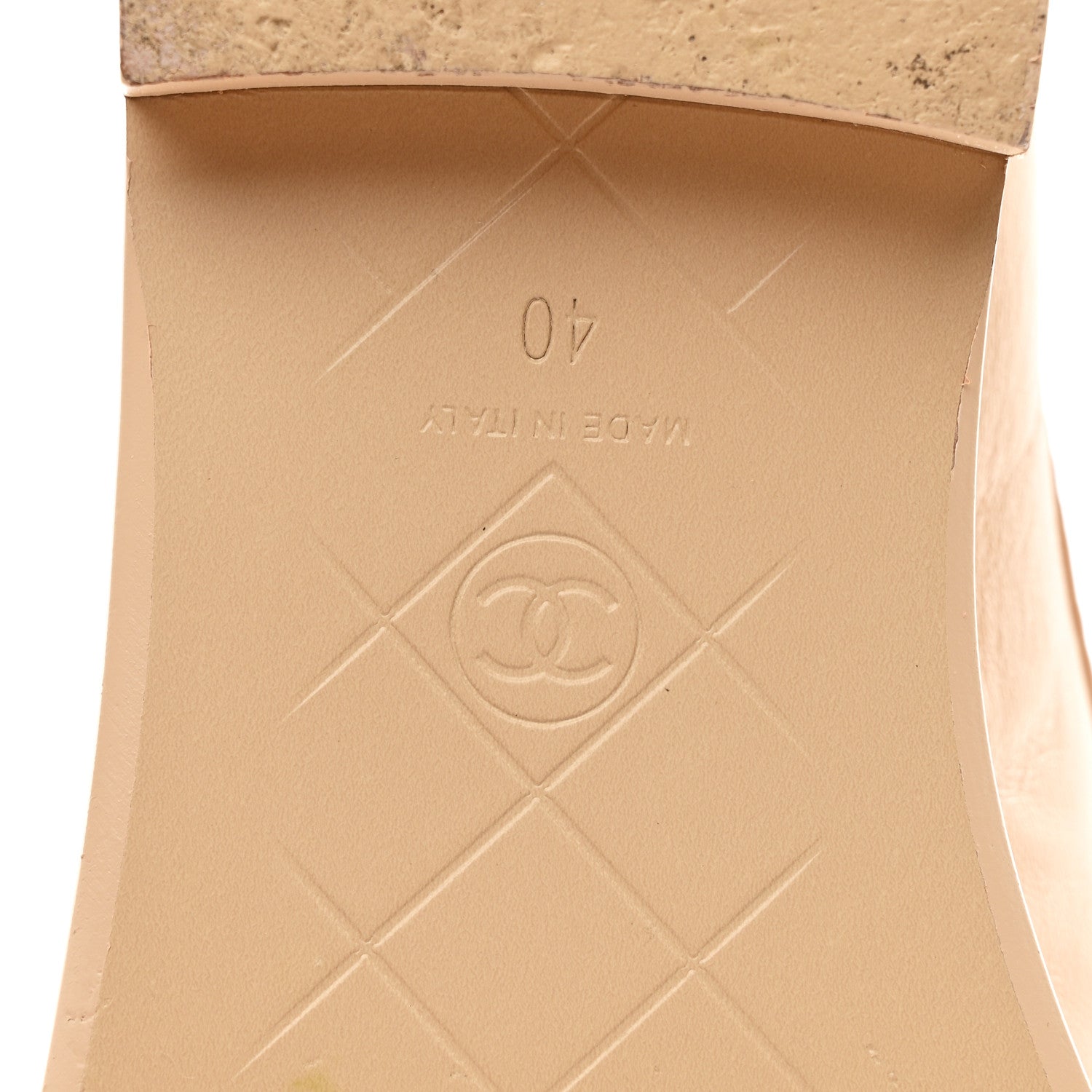 Lambskin Quilted CC Turnlock Moccasins 40 Beige